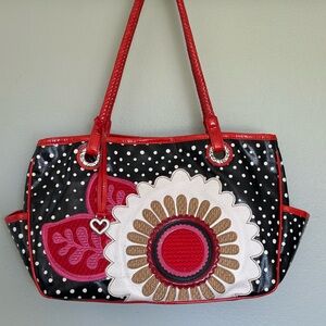 Brighton Red and Black polka dot and Floral Tote